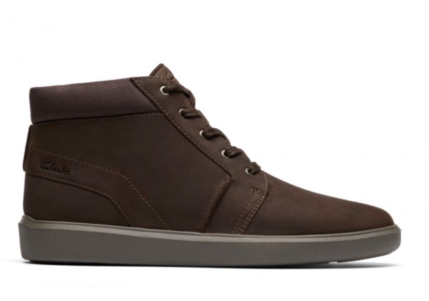 Ανδρικό μποτάκι Clarks δερμάτινο σε καφέ χρώμα Brodin mid 26185512 