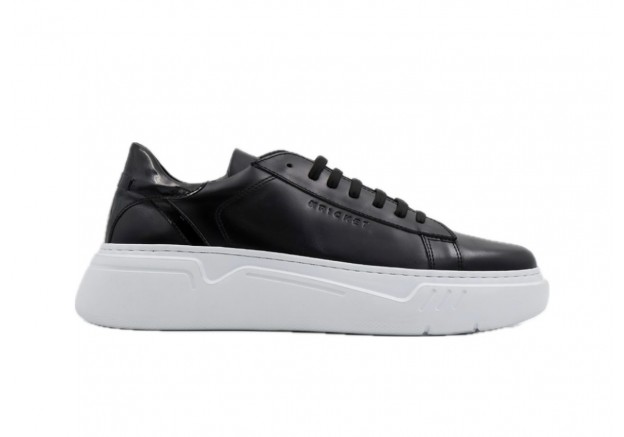 Ανδρικά δερμάτινα sneakers Kricket μαύρα 24Χ-4050