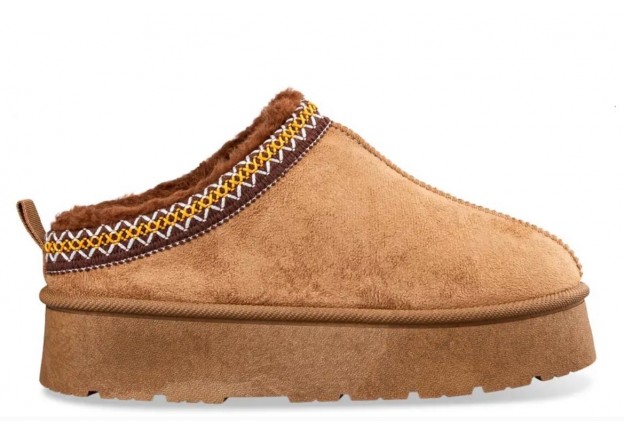 Κάμελ Γούνινα Slippers Envie Faux Shearling Booties S41-20480 Κάμελ Γούνινα Slippers Envie Faux Shearling Booties S41-20480