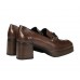 Γυναικεία loafers με τακούνι Dorking by Fluchos σε καφέ χρώμα D9155