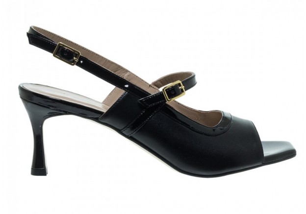 Γυναικείο δερμάτινο πέδιλο MOURTZI σε μαύρο χρώμα 55/553A35