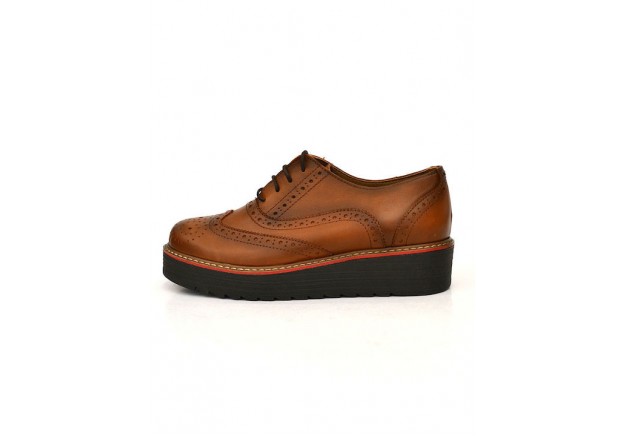 Ragazza Γυναικεία Flatform Oxfords σε Ταμπά Χρώμα