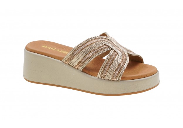 Γυναικεία πλατφόρμα Ragazza δερμάτινη σε μπέζ χρώμα 01157