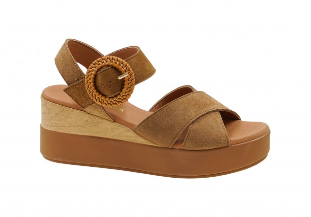 Γυναικεία πλατφόρμα Ragazza δερμάτινη σε ταμπά καστόρι χρώμα 0399