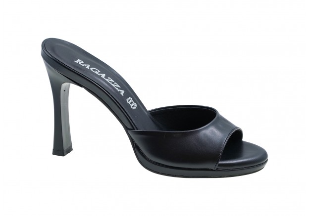 Γυναικείο mule Ragazza δερμάτινο σε μαύρο χρώμα 0998