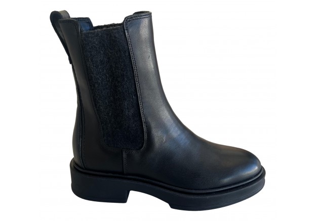 Γυναικείο μποτακι δερμάτινο μαύρο  Linea Zeta 