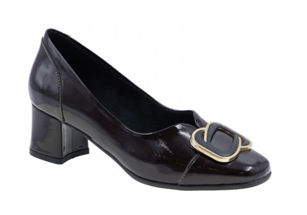 Γυναικεία δερμάτινη γόβα Ragazza μαύρο λουστρίνι 067