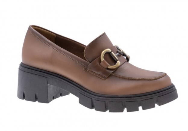 Γυναικείο δερμάτινο loafer Ragazza καφε 0756