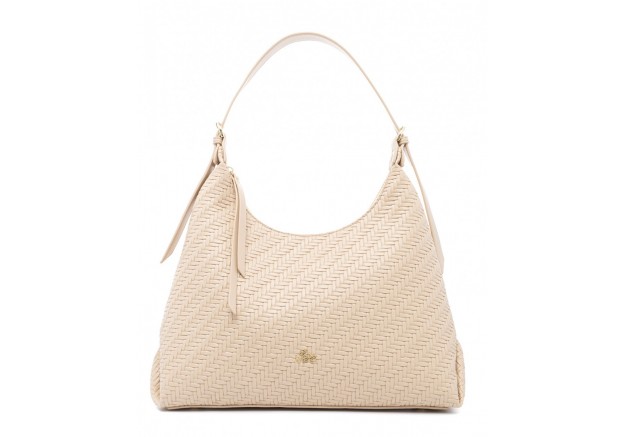 Τσάντα ώμου VETA μπεζ με ανάγλυφο ψάθας 6146-3